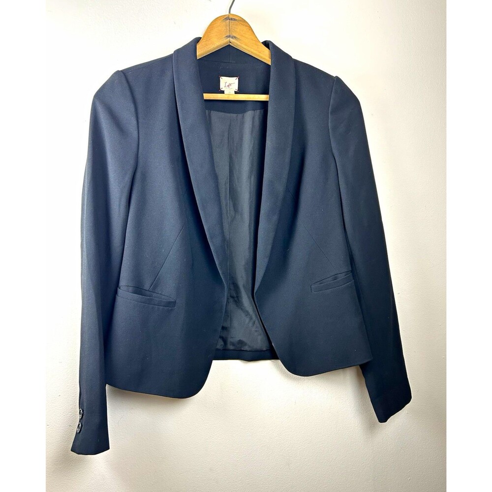 LOFT Open Front Blazer Jacket Black Career Suit Cropped 0 Corporate Minimalist